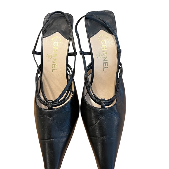 CHANEL Black Slingback Heels Pumps Size 40/Size 10 - Picture 4 of 12